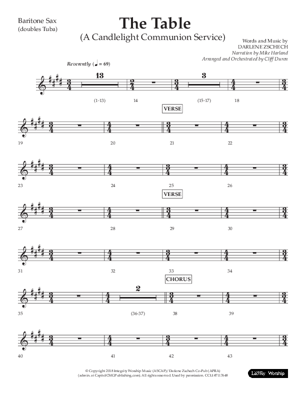 The Table (A Candlelight Communion Service) (Choral Anthem SATB) Bari Sax (Lifeway Choral / Arr. Cliff Duren)