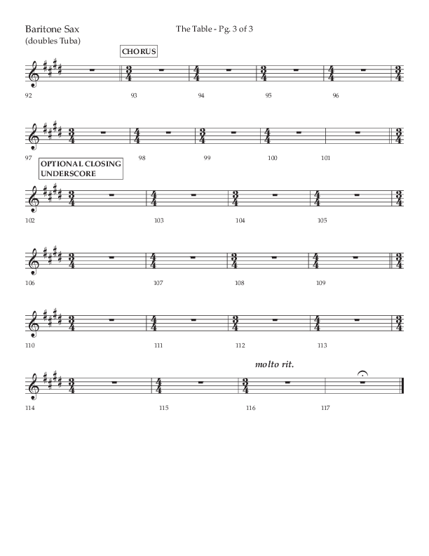 The Table (A Candlelight Communion Service) (Choral Anthem SATB) Bari Sax (Lifeway Choral / Arr. Cliff Duren)