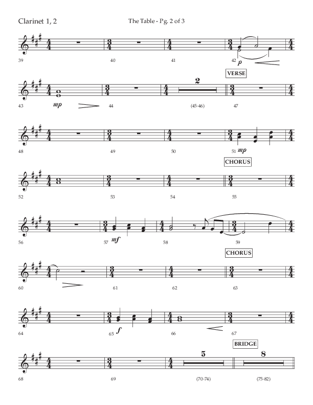 The Table (A Candlelight Communion Service) (Choral Anthem SATB) Clarinet 1/2 (Lifeway Choral / Arr. Cliff Duren)
