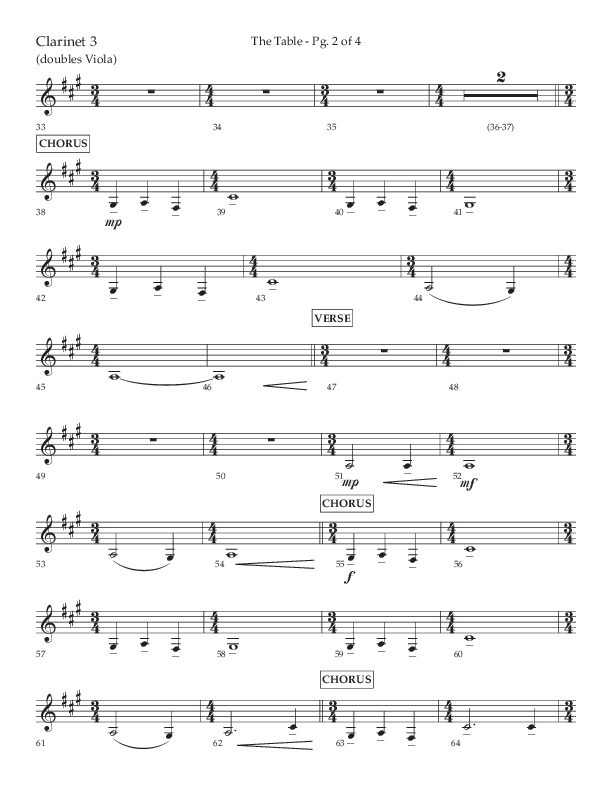 The Table (A Candlelight Communion Service) (Choral Anthem SATB) Clarinet 3 (Lifeway Choral / Arr. Cliff Duren)