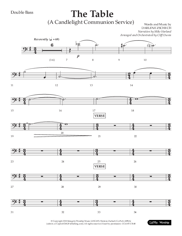 The Table (A Candlelight Communion Service) (Choral Anthem SATB) Double Bass (Lifeway Choral / Arr. Cliff Duren)