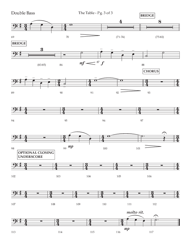 The Table (A Candlelight Communion Service) (Choral Anthem SATB) Double Bass (Lifeway Choral / Arr. Cliff Duren)