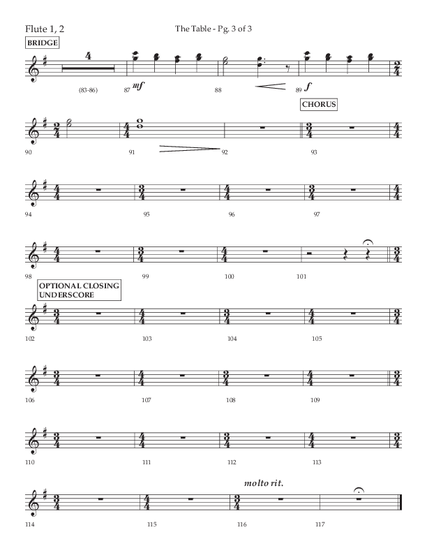 The Table (A Candlelight Communion Service) (Choral Anthem SATB) Flute 1/2 (Lifeway Choral / Arr. Cliff Duren)
