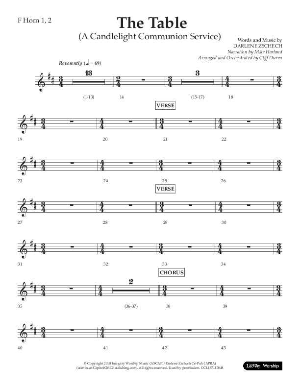 The Table (A Candlelight Communion Service) (Choral Anthem SATB) French Horn 1/2 (Lifeway Choral / Arr. Cliff Duren)