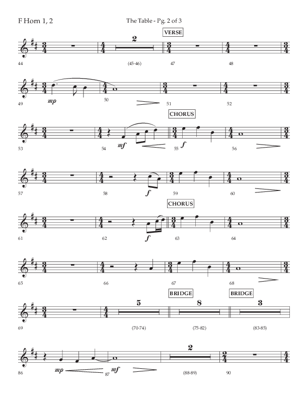 The Table (A Candlelight Communion Service) (Choral Anthem SATB) French Horn 1/2 (Lifeway Choral / Arr. Cliff Duren)