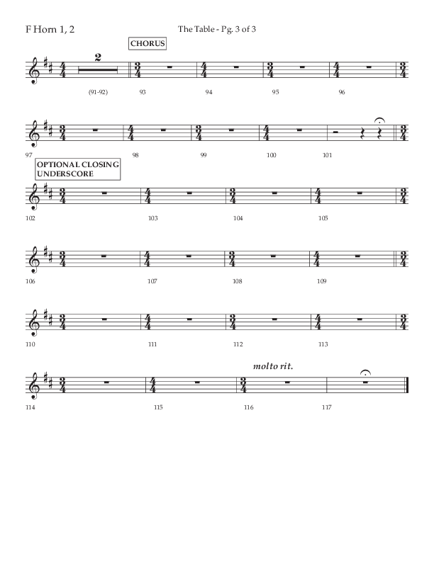 The Table (A Candlelight Communion Service) (Choral Anthem SATB) French Horn 1/2 (Lifeway Choral / Arr. Cliff Duren)