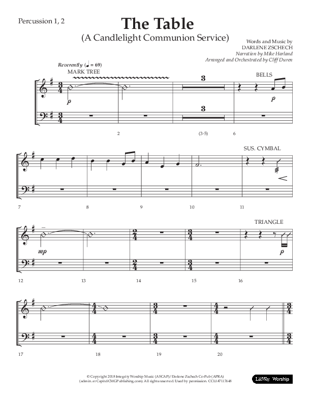 The Table (A Candlelight Communion Service) (Choral Anthem SATB) Percussion 1/2 (Lifeway Choral / Arr. Cliff Duren)