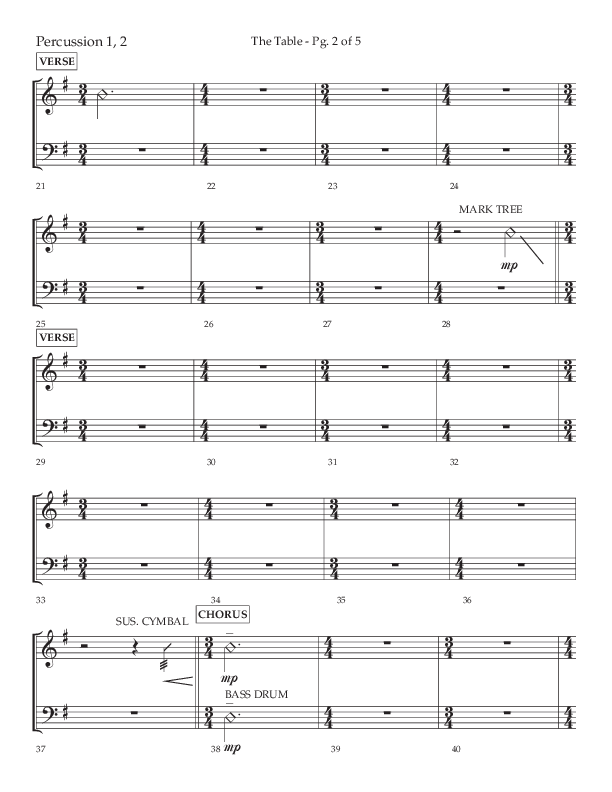 The Table (A Candlelight Communion Service) (Choral Anthem SATB) Percussion 1/2 (Lifeway Choral / Arr. Cliff Duren)