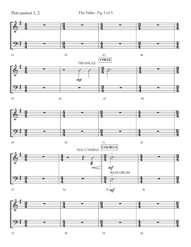 The Table (A Candlelight Communion Service) (Choral Anthem SATB) Percussion 1/2 (Lifeway Choral / Arr. Cliff Duren)