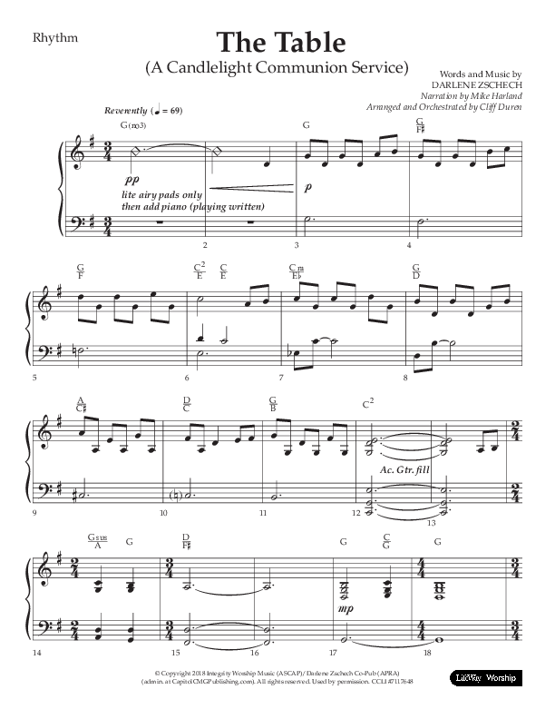 The Table (A Candlelight Communion Service) (Choral Anthem SATB) Lead Melody & Rhythm (Lifeway Choral / Arr. Cliff Duren)