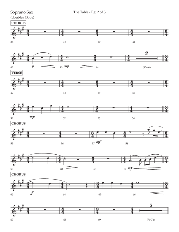 The Table (A Candlelight Communion Service) (Choral Anthem SATB) Soprano Sax (Lifeway Choral / Arr. Cliff Duren)