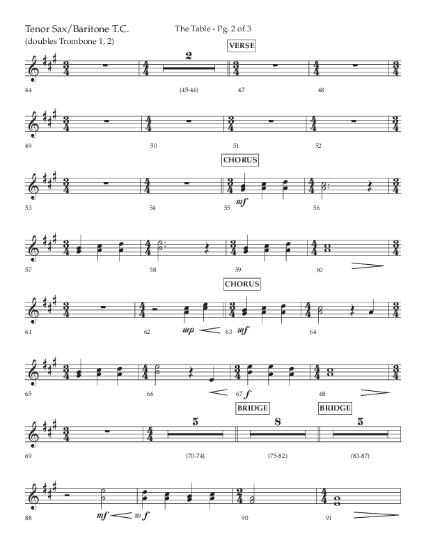 The Table (A Candlelight Communion Service) (Choral Anthem SATB) Tenor Sax/Baritone T.C. (Lifeway Choral / Arr. Cliff Duren)