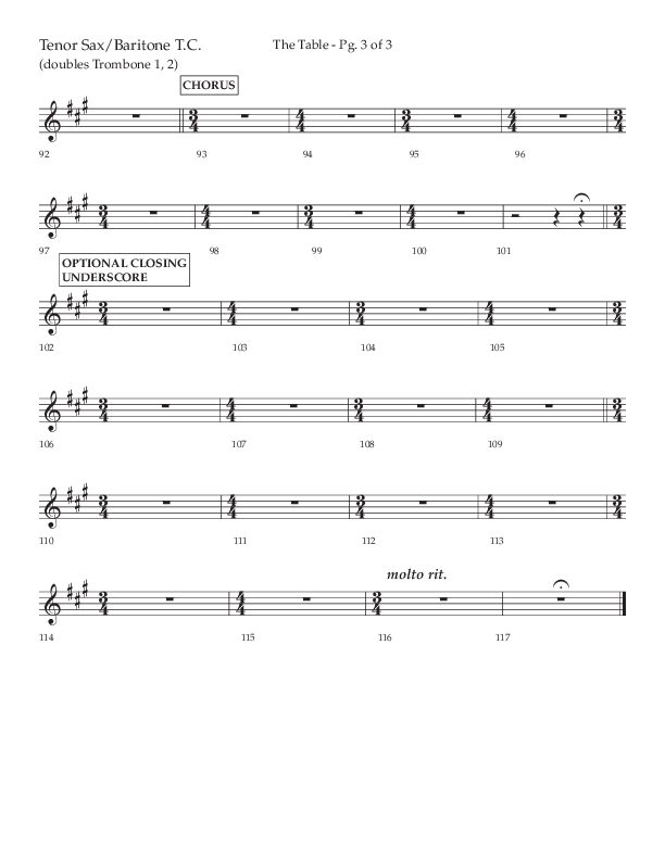 The Table (A Candlelight Communion Service) (Choral Anthem SATB) Tenor Sax/Baritone T.C. (Lifeway Choral / Arr. Cliff Duren)