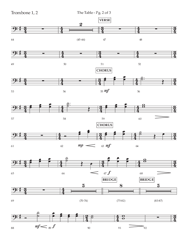 The Table (A Candlelight Communion Service) (Choral Anthem SATB) Trombone 1/2 (Lifeway Choral / Arr. Cliff Duren)