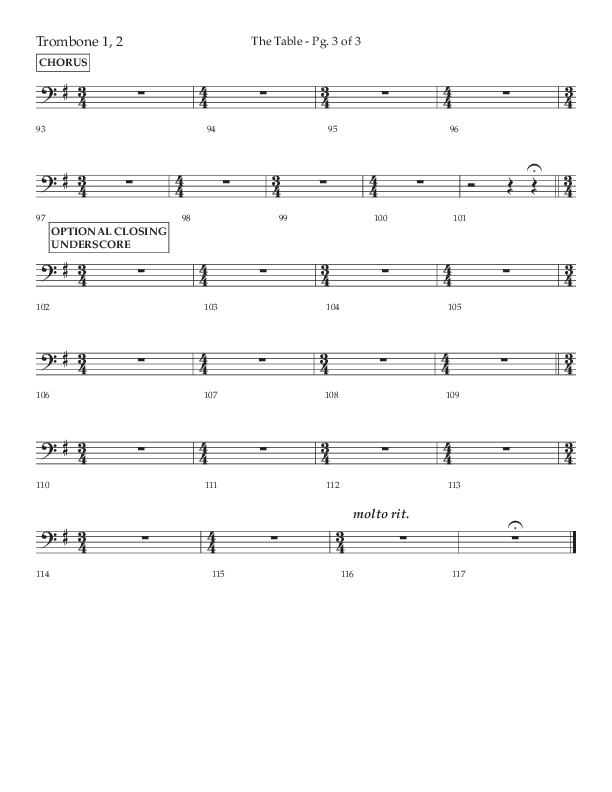 The Table (A Candlelight Communion Service) (Choral Anthem SATB) Trombone 1/2 (Lifeway Choral / Arr. Cliff Duren)