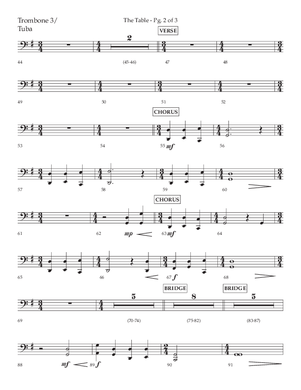 The Table (A Candlelight Communion Service) (Choral Anthem SATB) Trombone 3/Tuba (Lifeway Choral / Arr. Cliff Duren)
