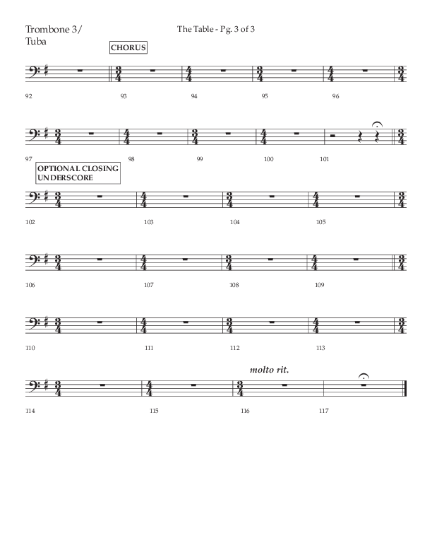 The Table (A Candlelight Communion Service) (Choral Anthem SATB) Trombone 3/Tuba (Lifeway Choral / Arr. Cliff Duren)