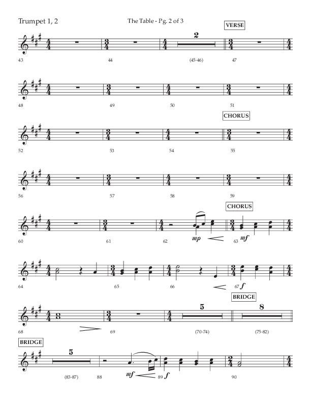 The Table (A Candlelight Communion Service) (Choral Anthem SATB) Trumpet 1,2 (Lifeway Choral / Arr. Cliff Duren)