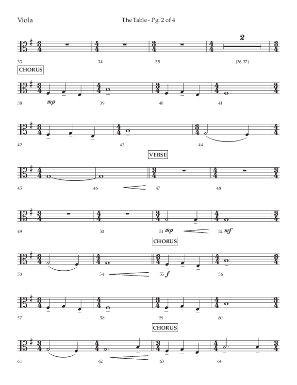 The Table (A Candlelight Communion Service) (Choral Anthem SATB) Viola (Lifeway Choral / Arr. Cliff Duren)