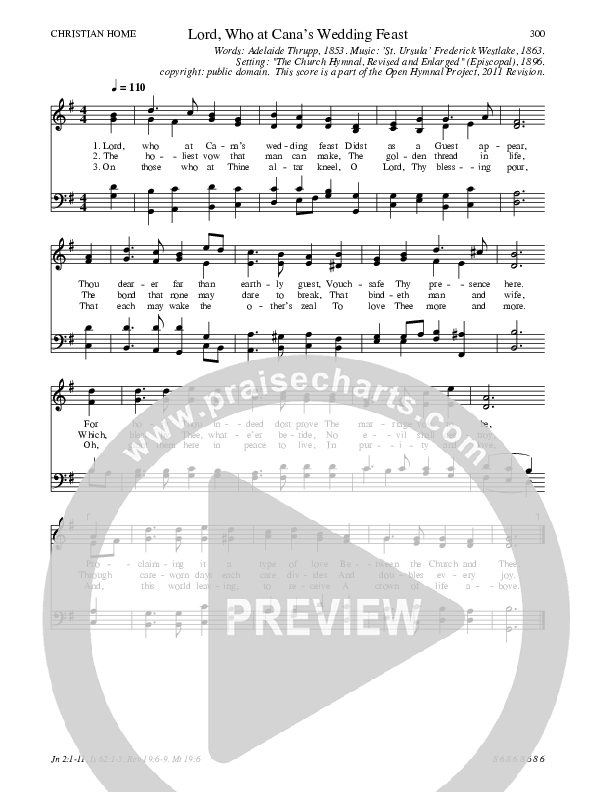 Lord, Who at Cana's Wedding Feast Hymn Sheet (SATB) (Traditional Hymn)