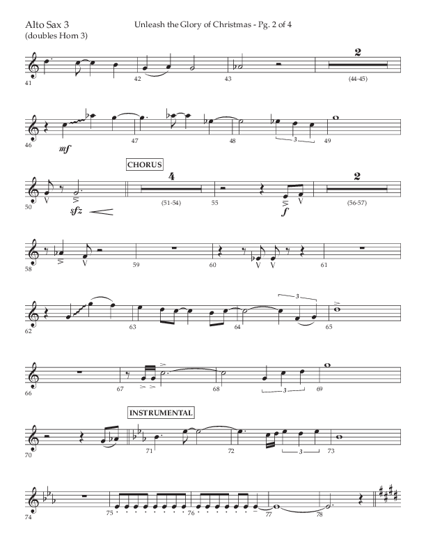 Unleash The Glory Of Christmas (Choral Anthem SATB) Alto Sax (Lifeway Choral / Arr. John Bolin)