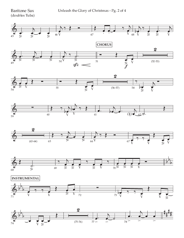Unleash The Glory Of Christmas (Choral Anthem SATB) Bari Sax (Lifeway Choral / Arr. John Bolin)