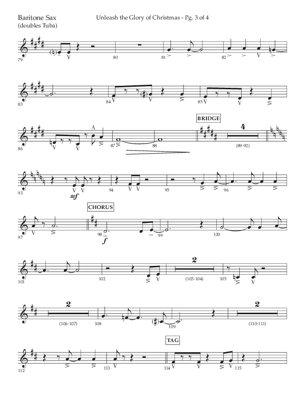 Unleash The Glory Of Christmas (Choral Anthem SATB) Bari Sax (Lifeway Choral / Arr. John Bolin)