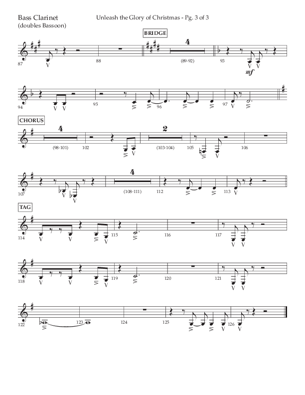 Unleash The Glory Of Christmas (Choral Anthem SATB) Bass Clarinet (Lifeway Choral / Arr. John Bolin)