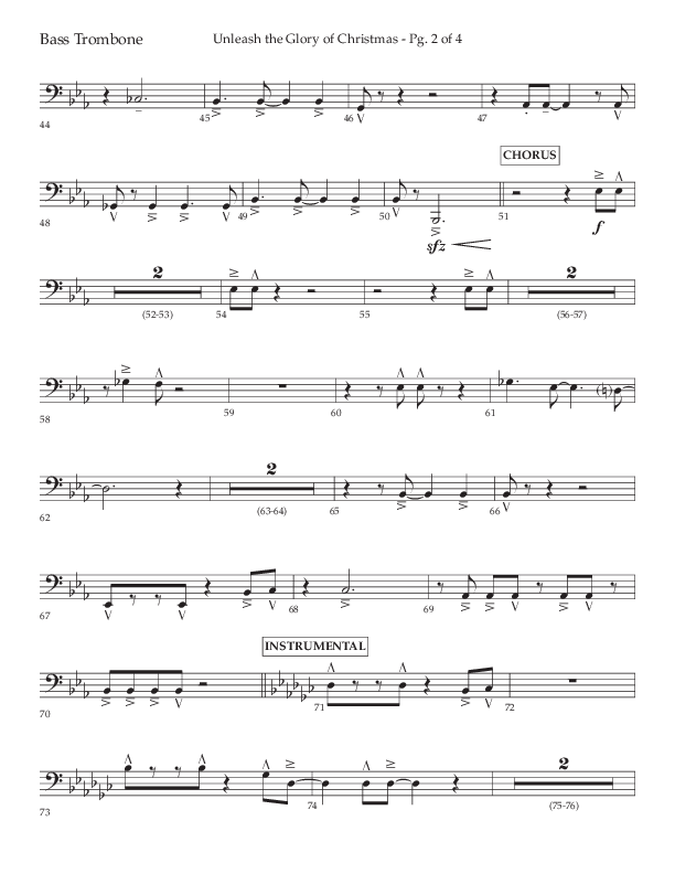 Unleash The Glory Of Christmas (Choral Anthem SATB) Bass Trombone (Lifeway Choral / Arr. John Bolin)