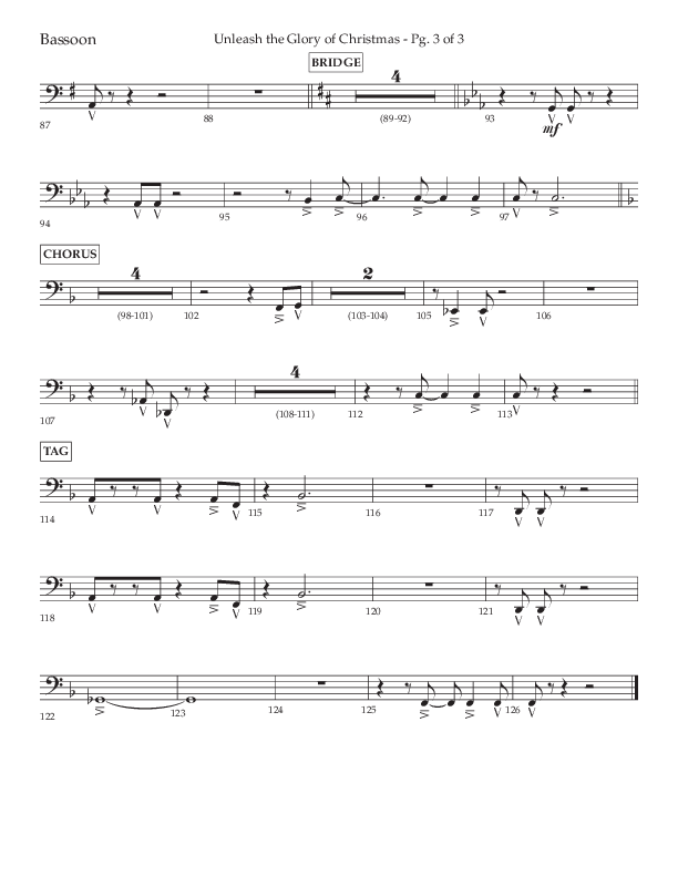 Unleash The Glory Of Christmas (Choral Anthem SATB) Bassoon (Lifeway Choral / Arr. John Bolin)