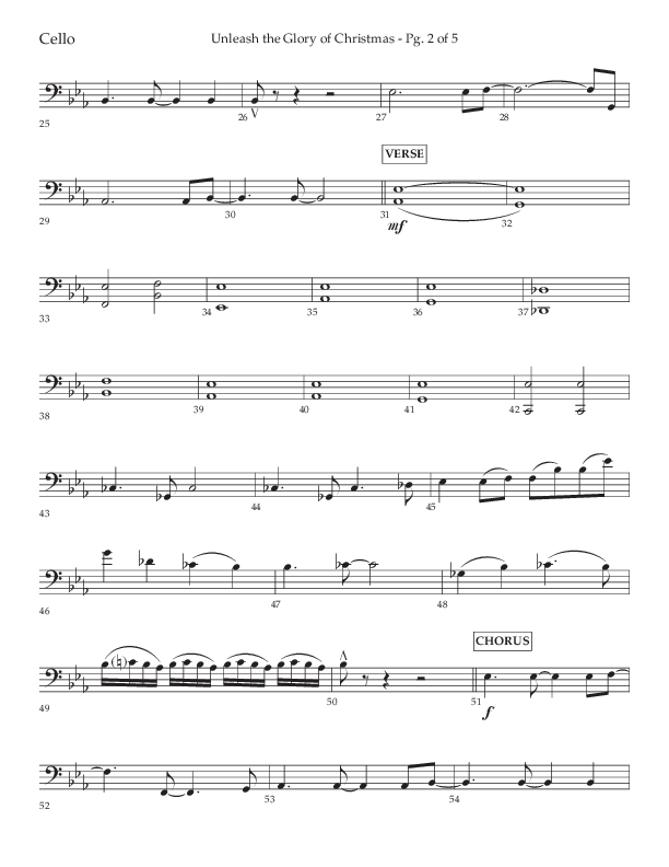 Unleash The Glory Of Christmas (Choral Anthem SATB) Cello (Lifeway Choral / Arr. John Bolin)