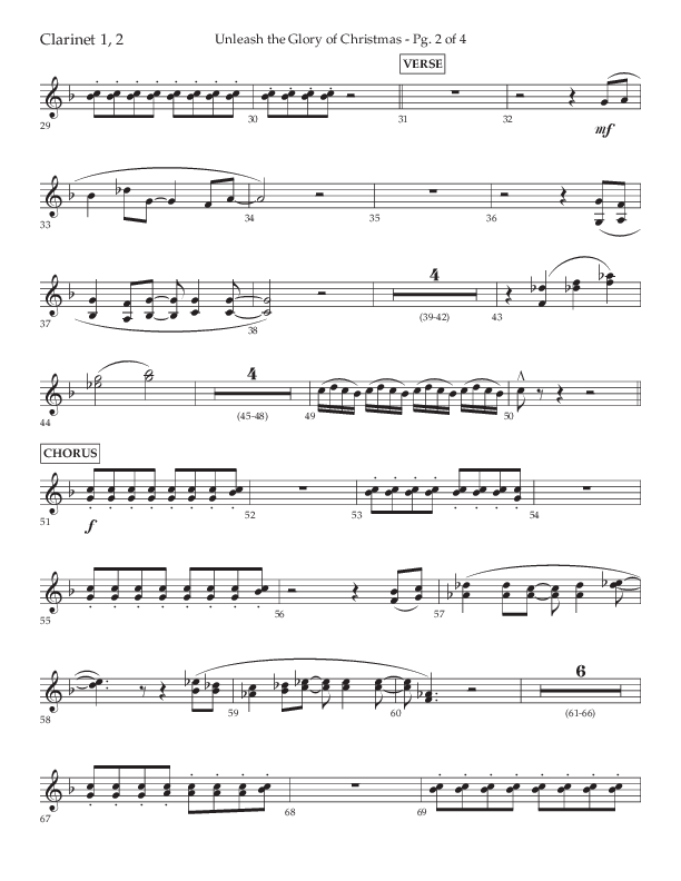 Unleash The Glory Of Christmas (Choral Anthem SATB) Clarinet 1/2 (Lifeway Choral / Arr. John Bolin)