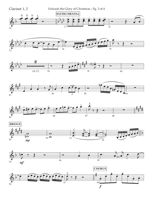 Unleash The Glory Of Christmas (Choral Anthem SATB) Clarinet 1/2 (Lifeway Choral / Arr. John Bolin)