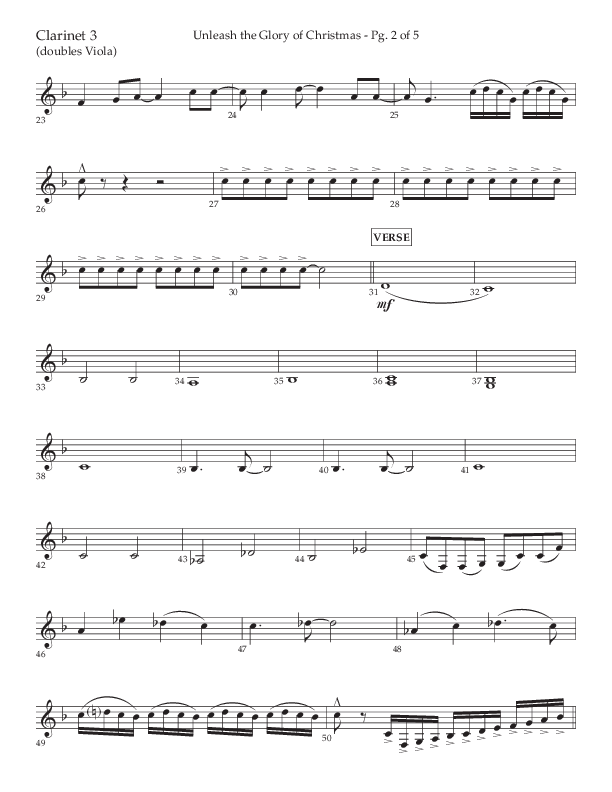 Unleash The Glory Of Christmas (Choral Anthem SATB) Clarinet 3 (Lifeway Choral / Arr. John Bolin)