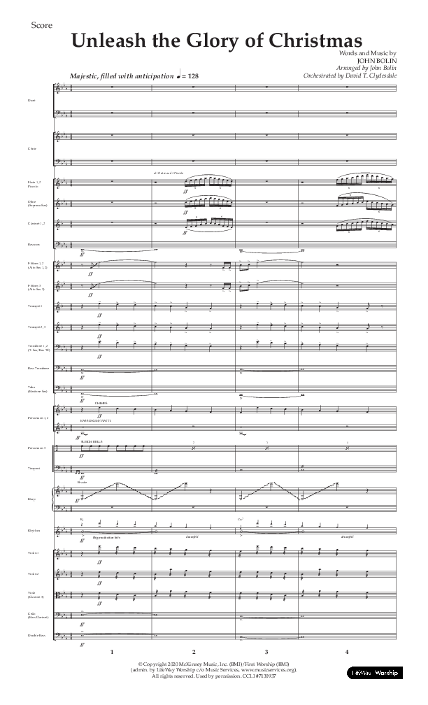 Unleash The Glory Of Christmas (Choral Anthem SATB) Conductor's Score (Lifeway Choral / Arr. John Bolin)
