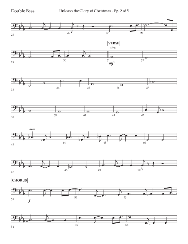 Unleash The Glory Of Christmas (Choral Anthem SATB) Double Bass (Lifeway Choral / Arr. John Bolin)