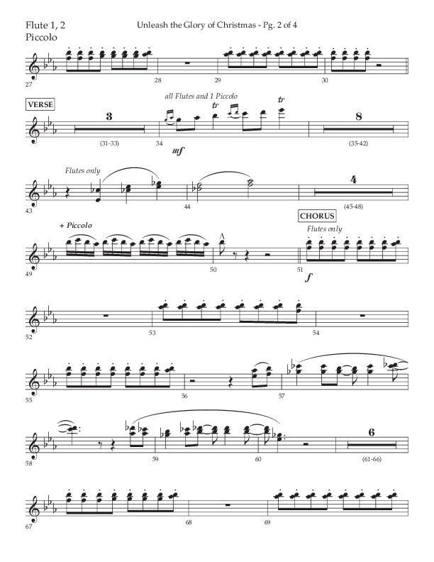 Unleash The Glory Of Christmas (Choral Anthem SATB) Flute 1/2 (Lifeway Choral / Arr. John Bolin)