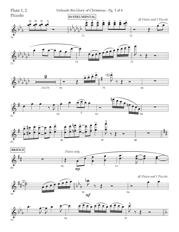 Unleash The Glory Of Christmas (Choral Anthem SATB) Flute 1/2 (Lifeway Choral / Arr. John Bolin)