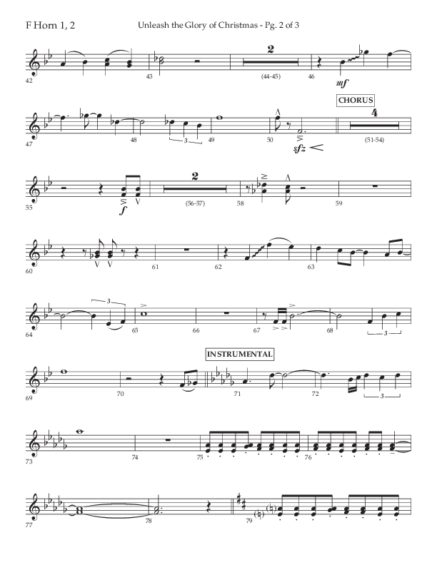 Unleash The Glory Of Christmas (Choral Anthem SATB) French Horn 1/2 (Lifeway Choral / Arr. John Bolin)
