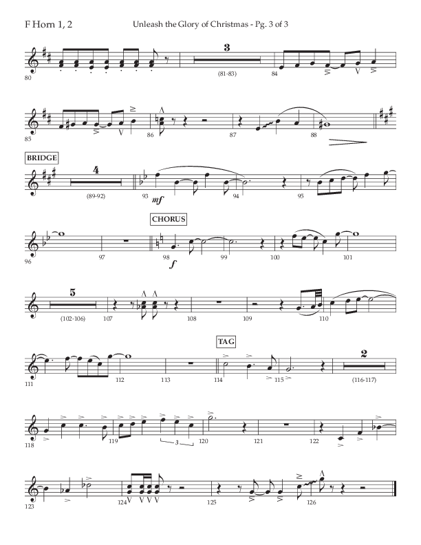 Unleash The Glory Of Christmas (Choral Anthem SATB) French Horn 1/2 (Lifeway Choral / Arr. John Bolin)
