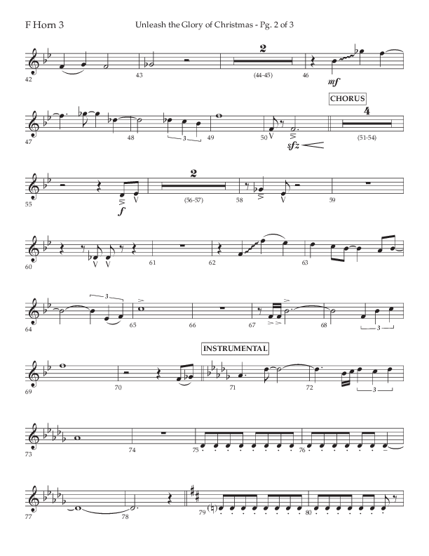 Unleash The Glory Of Christmas (Choral Anthem SATB) French Horn 3 (Lifeway Choral / Arr. John Bolin)