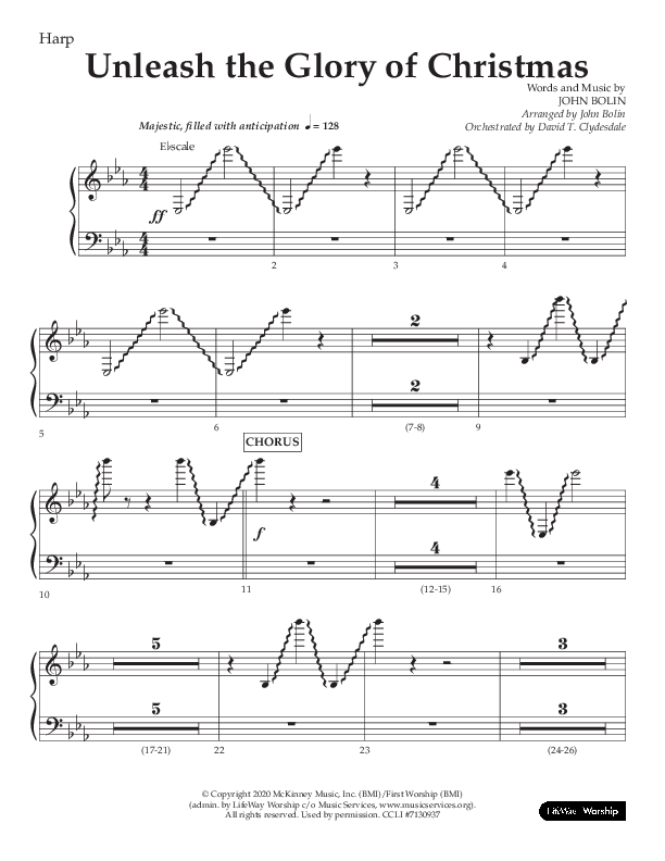 Unleash The Glory Of Christmas (Choral Anthem SATB) Harp (Lifeway Choral / Arr. John Bolin)