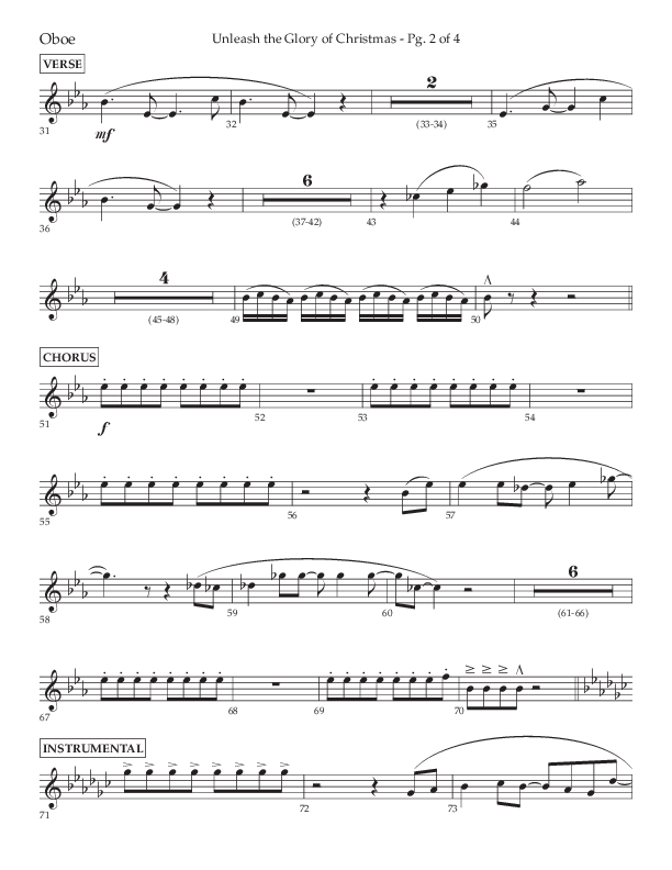 Unleash The Glory Of Christmas (Choral Anthem SATB) Oboe (Lifeway Choral / Arr. John Bolin)