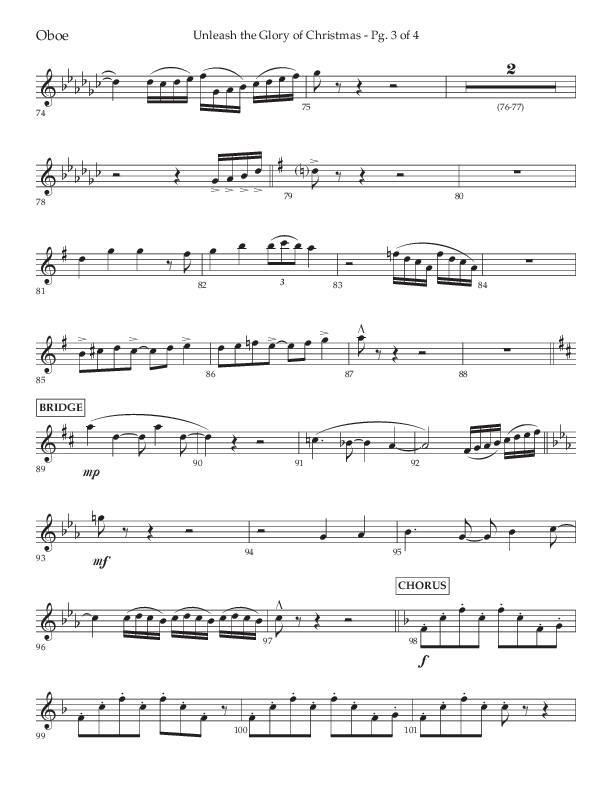 Unleash The Glory Of Christmas (Choral Anthem SATB) Oboe (Lifeway Choral / Arr. John Bolin)