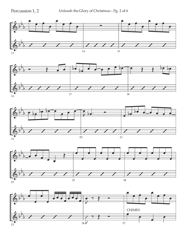 Unleash The Glory Of Christmas (Choral Anthem SATB) Percussion (Lifeway Choral / Arr. John Bolin)