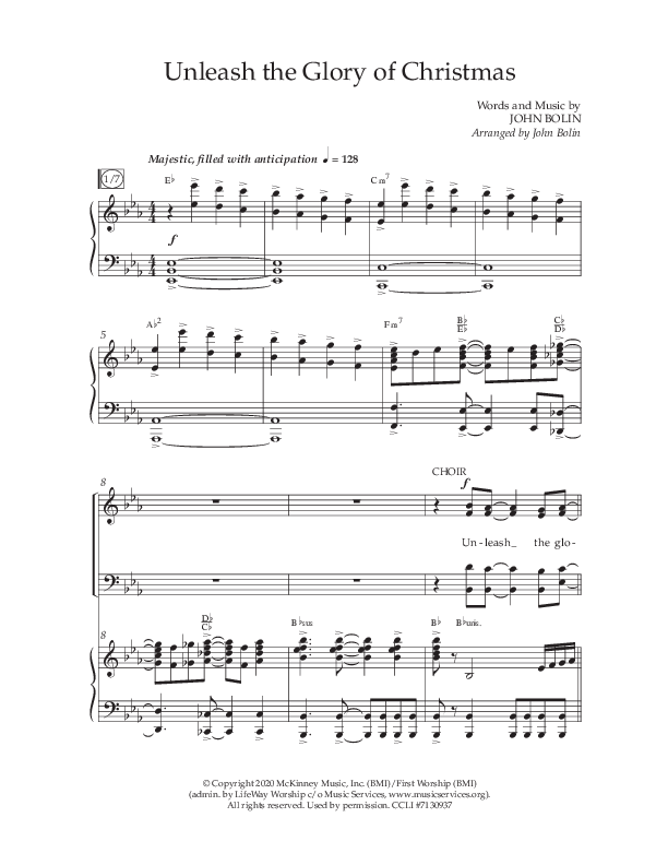 Unleash The Glory Of Christmas (Choral Anthem SATB) Anthem (SATB/Piano) (Lifeway Choral / Arr. John Bolin)