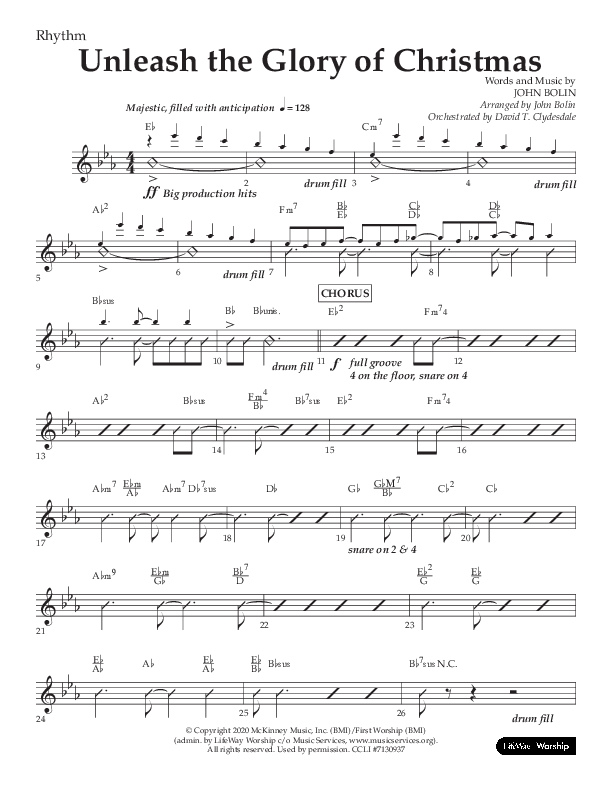 Unleash The Glory Of Christmas (Choral Anthem SATB) Lead Melody & Rhythm (Lifeway Choral / Arr. John Bolin)