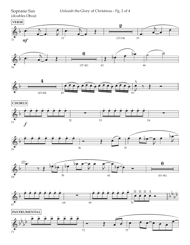 Unleash The Glory Of Christmas (Choral Anthem SATB) Soprano Sax (Lifeway Choral / Arr. John Bolin)