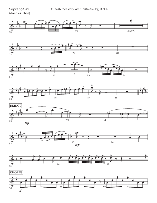 Unleash The Glory Of Christmas (Choral Anthem SATB) Soprano Sax (Lifeway Choral / Arr. John Bolin)