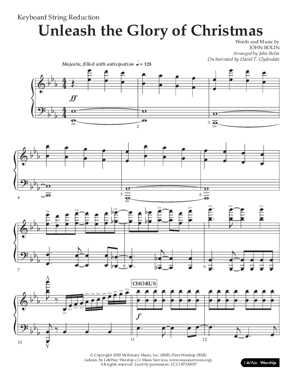 Unleash The Glory Of Christmas (Choral Anthem SATB) String Reduction (Lifeway Choral / Arr. John Bolin)